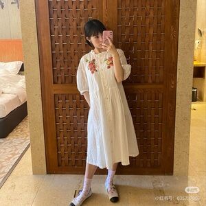 Strawberry Flower Embroidered Dress